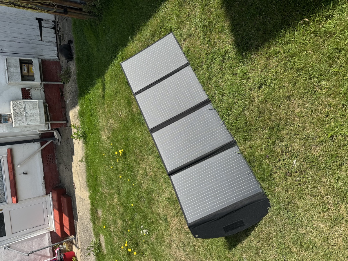 Solar panels charging DJ K-Sym's battery packs