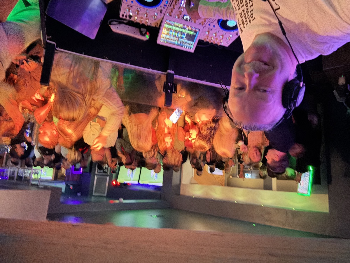 Crowd with amber lighting